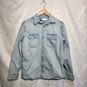 Old Navy Long Sleeve Button Up‎ Shirt Men's S Blue Denim Regular Fit Pockets